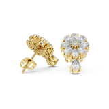 Rose Gold Pear Diamond Sunflower Bloom & Drop Stud Earrings