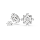Rose Gold Cushion Cut Diamond Floral Clover Starburst Stud Earrings