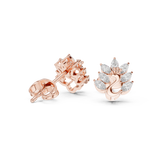Rose Gold Peacock Marquise Diamond Crown Stud Earrings