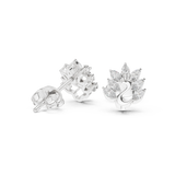 Rose Gold Peacock Marquise Diamond Crown Stud Earrings