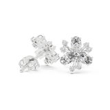 Rose Gold Oval Diamond Three-Petal Flower & Accent Stud Earrings