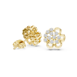 Rose Gold Four-Petal Flower Clover Diamond Cluster Stud Earrings