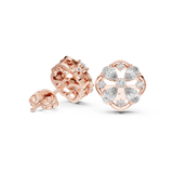 Rose Gold Circular Pear & Round Diamond Floral Cluster Stud Earrings