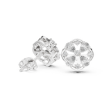 Rose Gold Circular Pear & Round Diamond Floral Cluster Stud Earrings