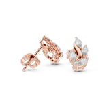 Rose Gold Marquise Leaf Flame Diamond Cluster Stud Earrings