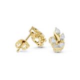 Rose Gold Marquise Leaf Flame Diamond Cluster Stud Earrings