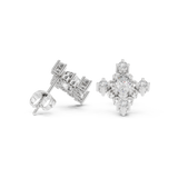 Rose Gold Geometric Oval & Round Diamond Cluster Stud Earrings