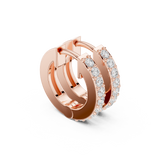 Double Row Pave Diamond Huggie Hoop Earrings
