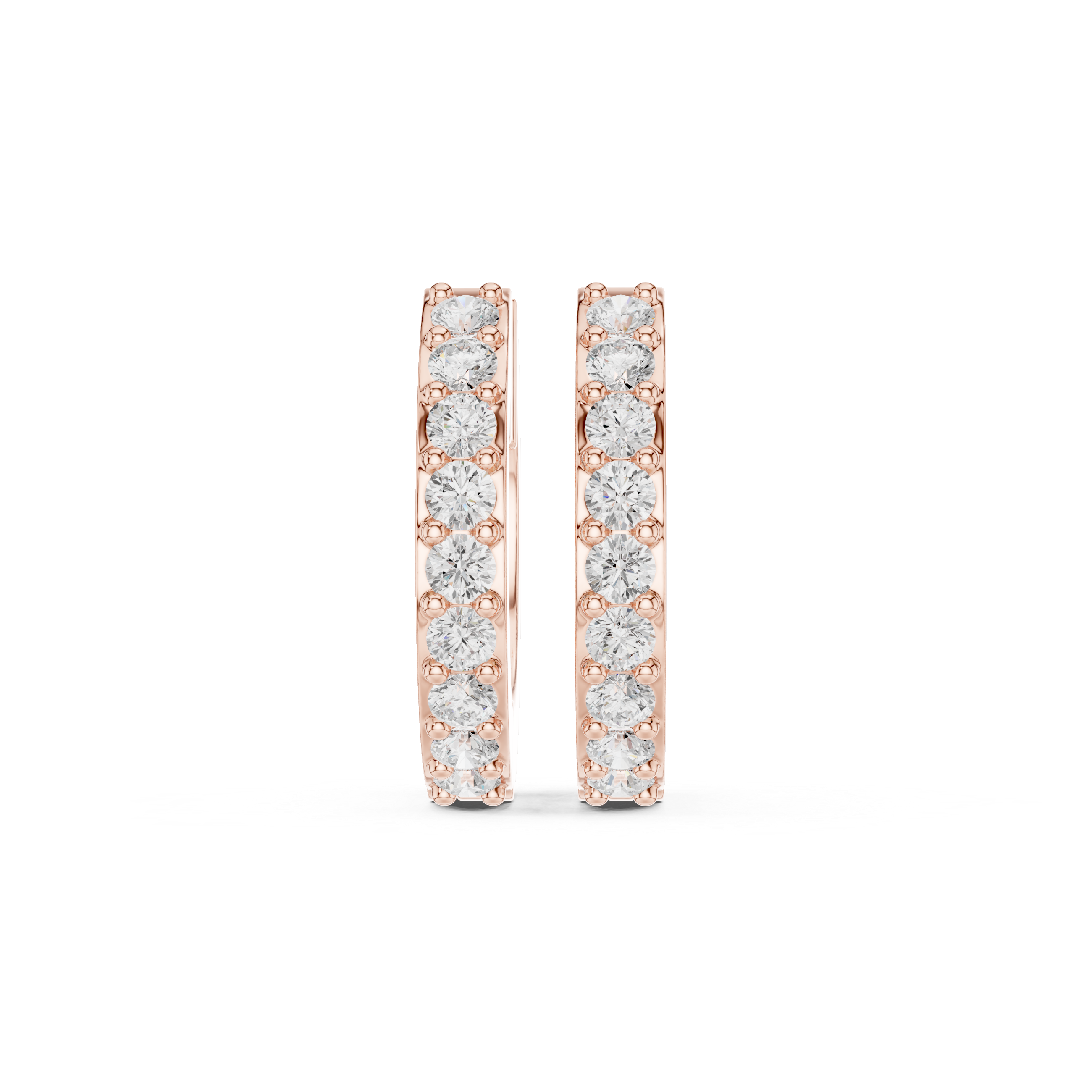 Double Row Pave Diamond Huggie Hoop Earrings