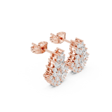 Teardrop Marquise & Round Diamond Cluster Stud Earrings
