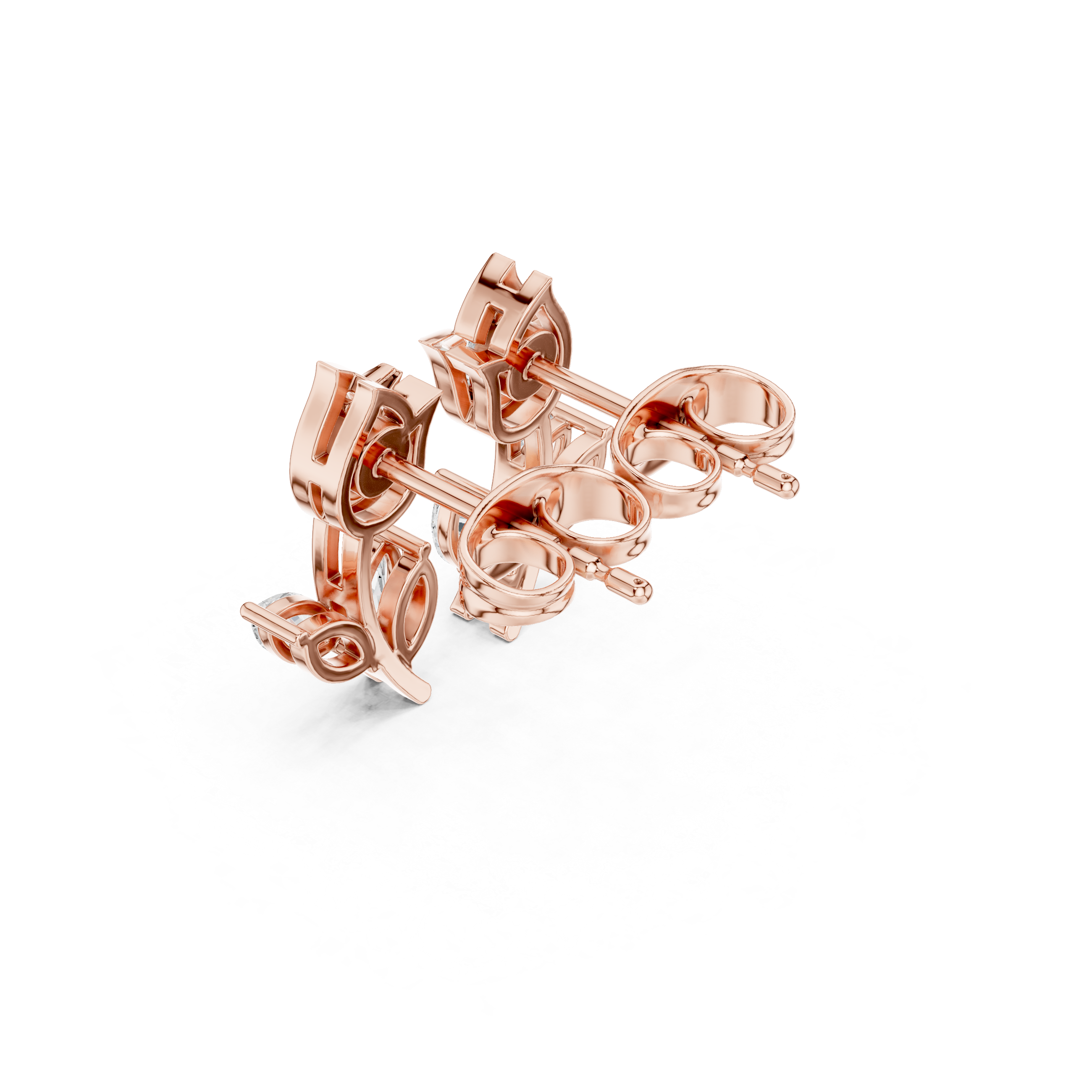 Marquise Diamond Curved Vine Hoop-Style Stud Earrings