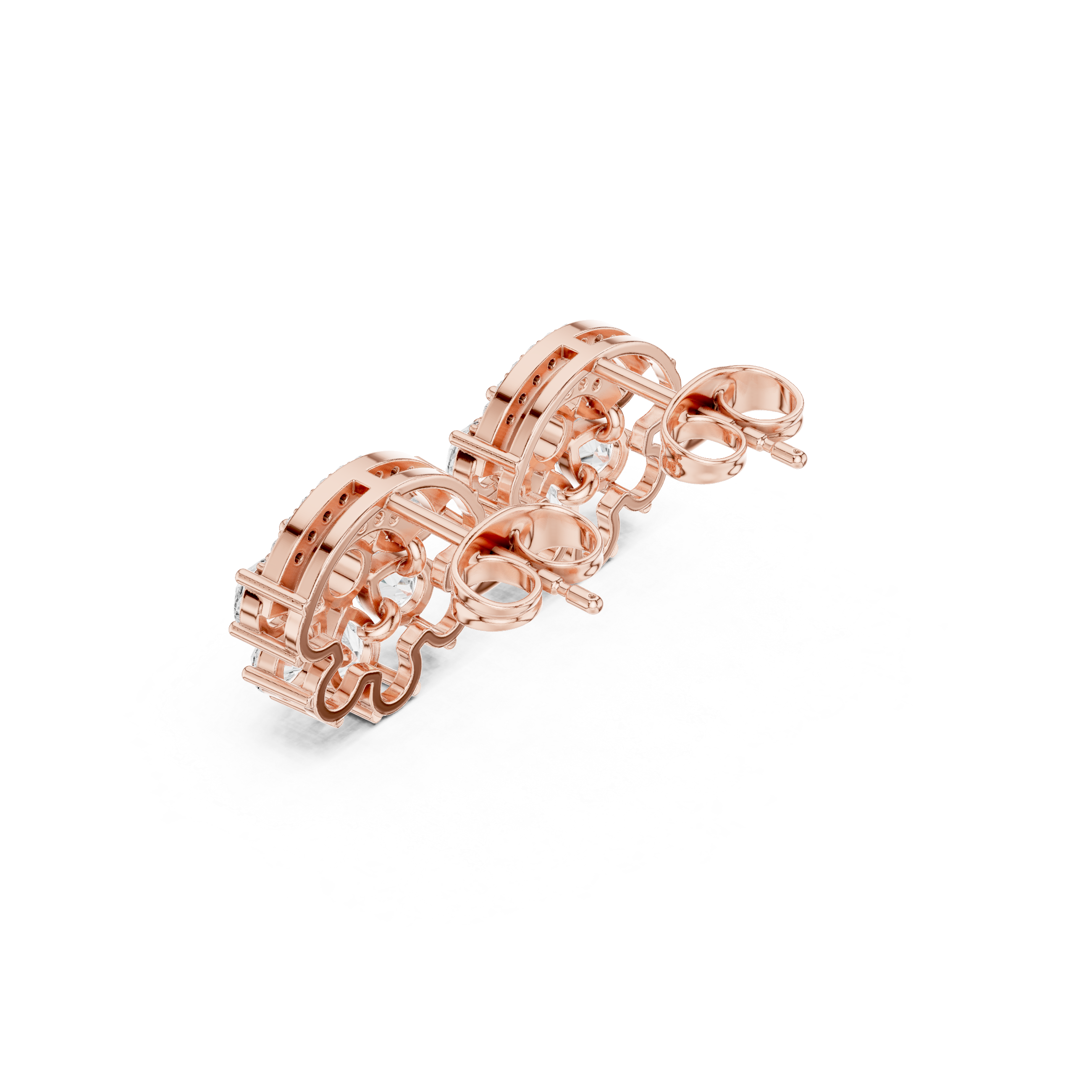 Floral Cluster & Micro-Pave Hoop-Style Stud Earrings