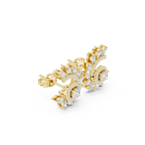 Marquise Diamond Curved Vine & Micro-Pave Stud Earrings