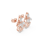 Pear & Marquise Diamond Leaf Cluster Hoop-Style Stud Earrings