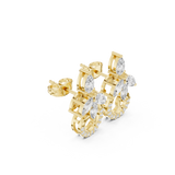 Pear & Marquise Diamond Leaf Cluster Hoop-Style Stud Earrings