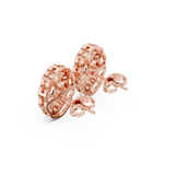 Oval Solitaire Floral Cluster Round Stud Earrings