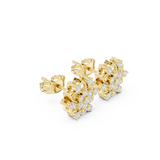 Snowflake Floral Cluster Diamond Stud Earrings