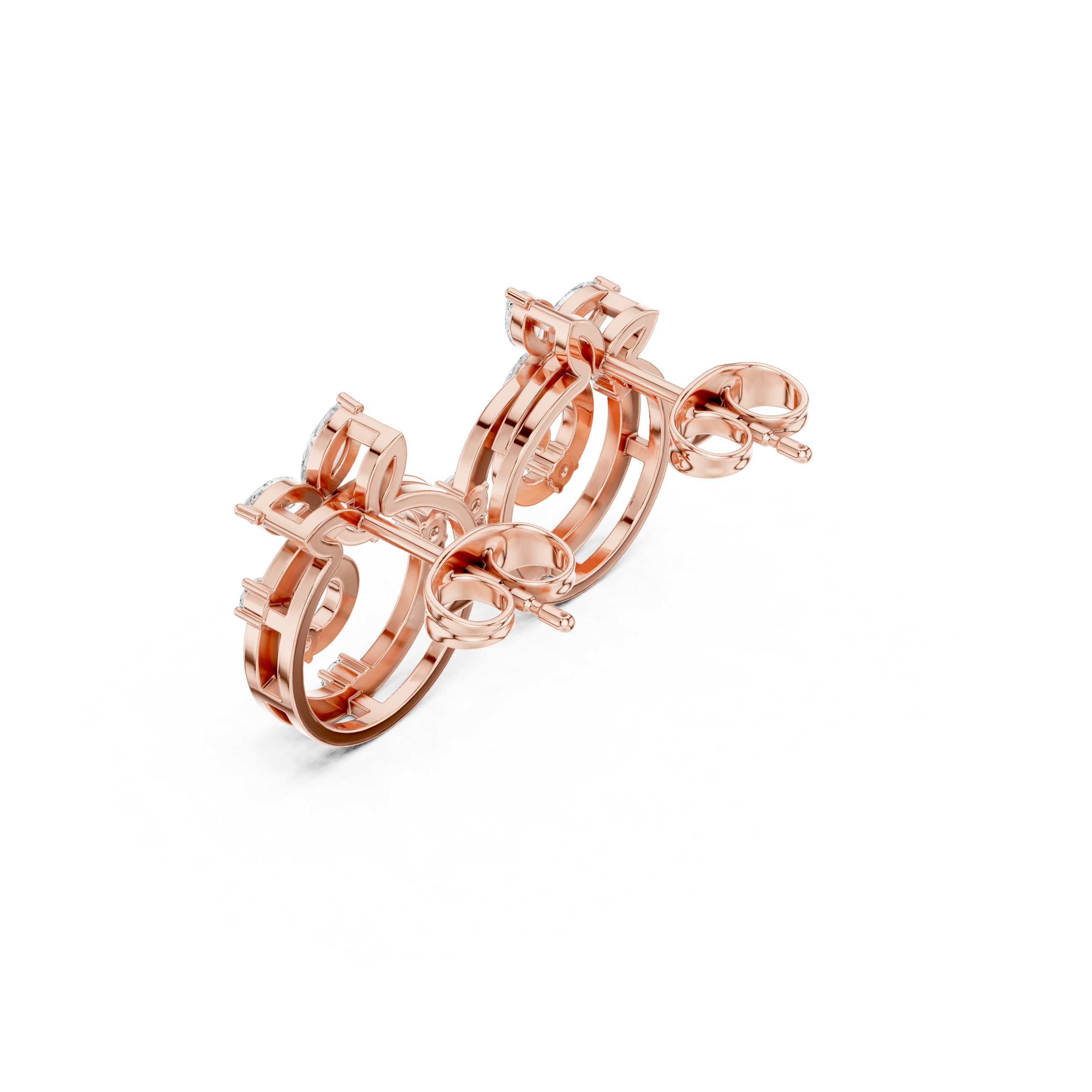 Butterfly Marquise Diamond Hoop Stud Earrings