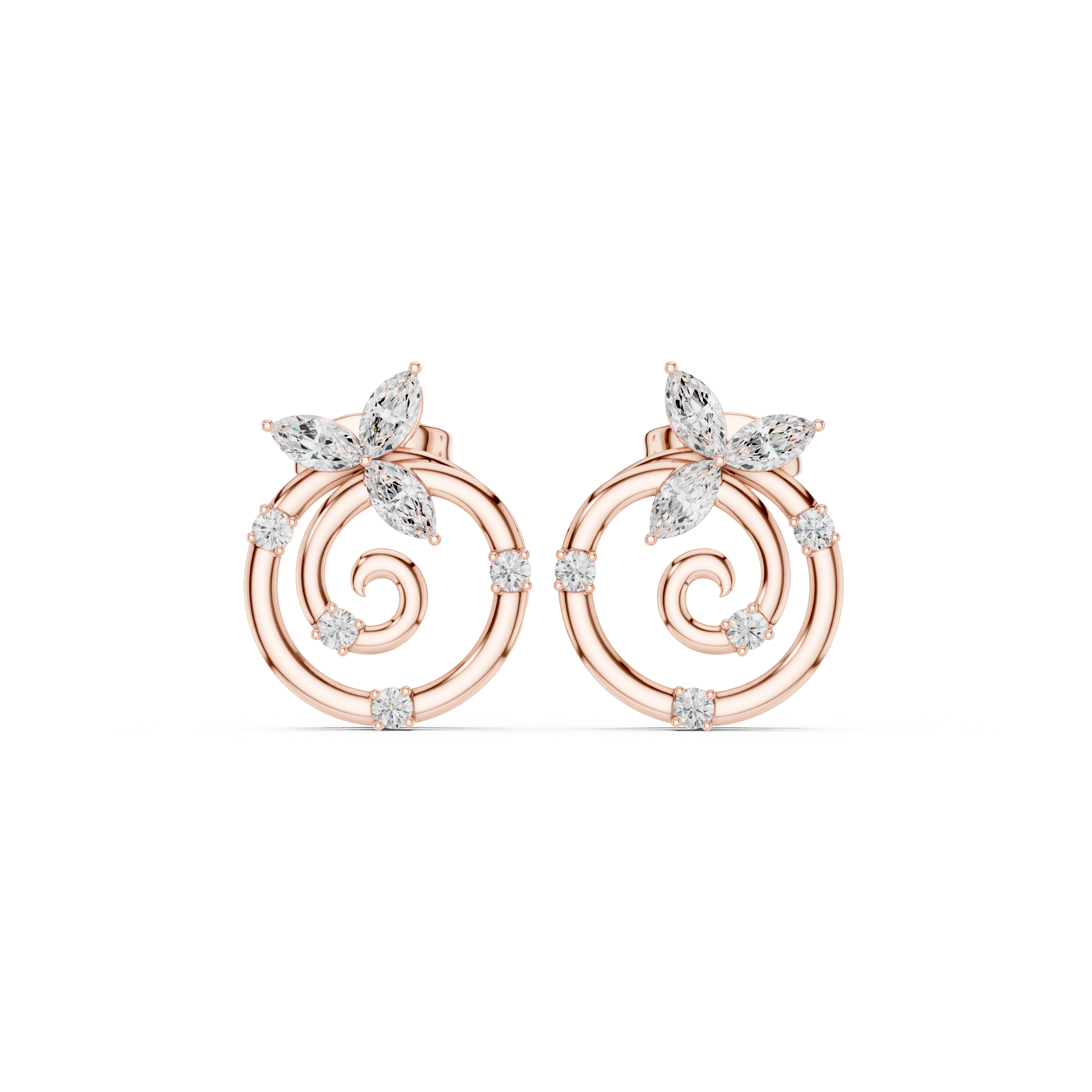 Butterfly Marquise Diamond Hoop Stud Earrings