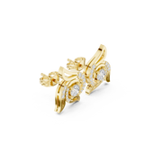 Swirl Flame Solitaire Diamond Stud Earrings