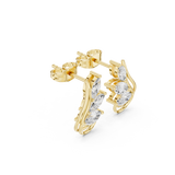 Marquise Leaf Cluster Curved Stud Earrings