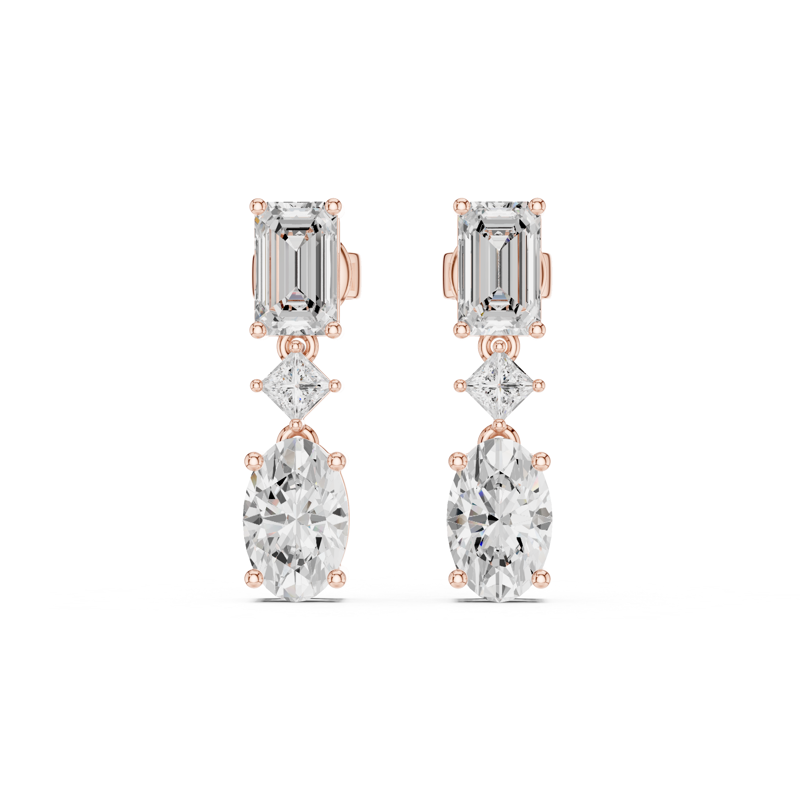 925 Silver Multi-Shape Drop Earrings