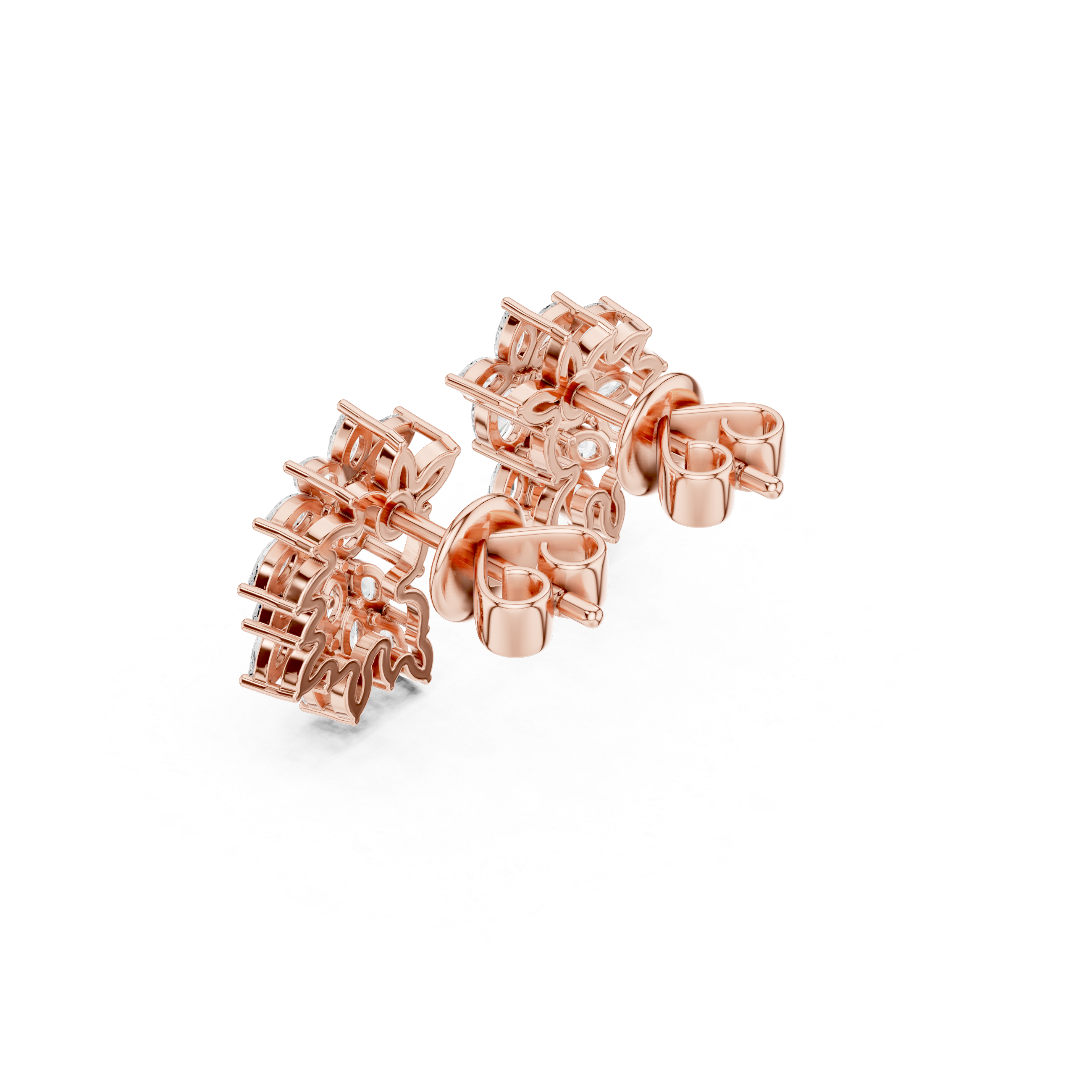 Marquise Diamond Cluster Shield Stud Earrings
