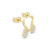 Swirl Loop Marquise Leaf Diamond Stud Earrings