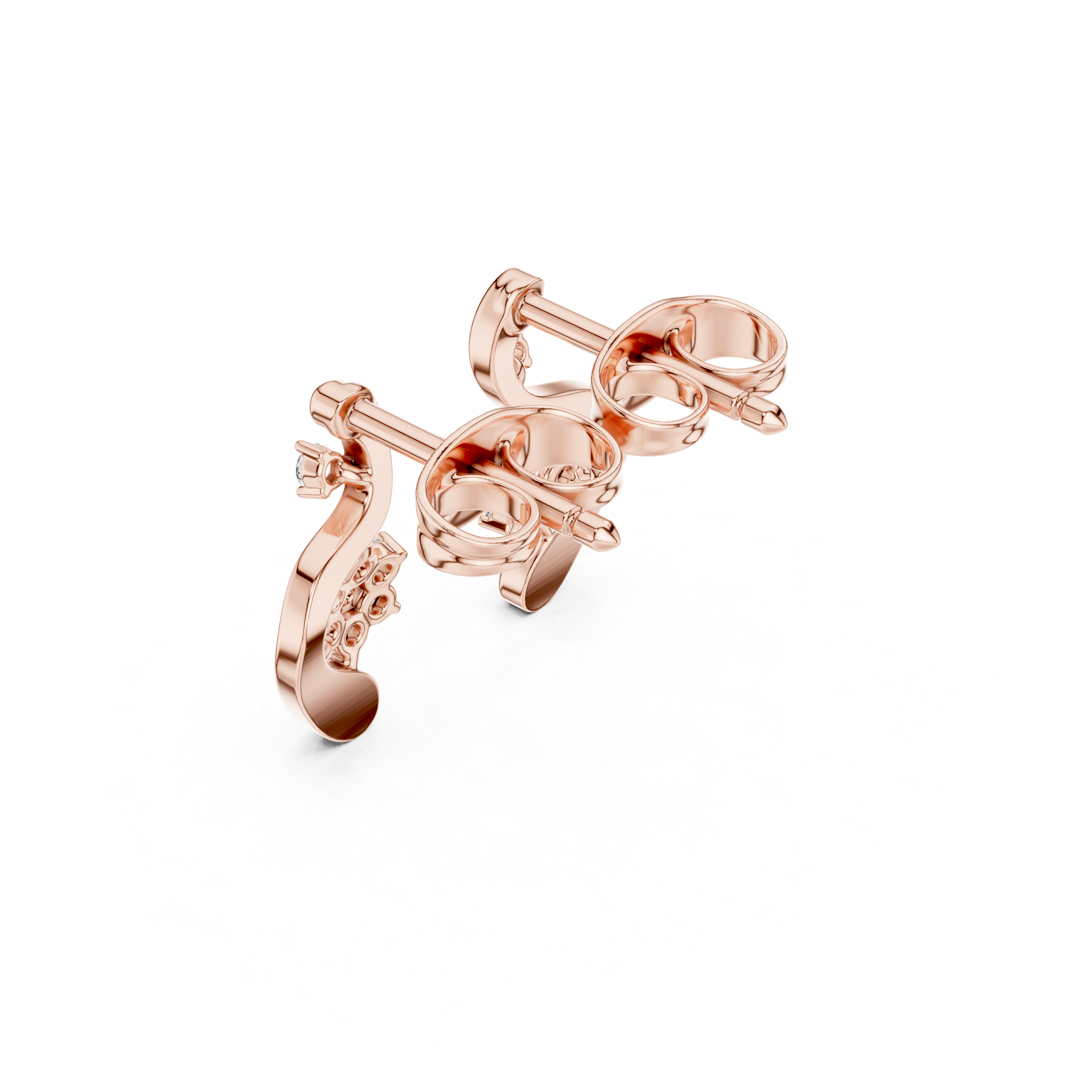 Floral Cluster Curved Swirl Stud Earrings