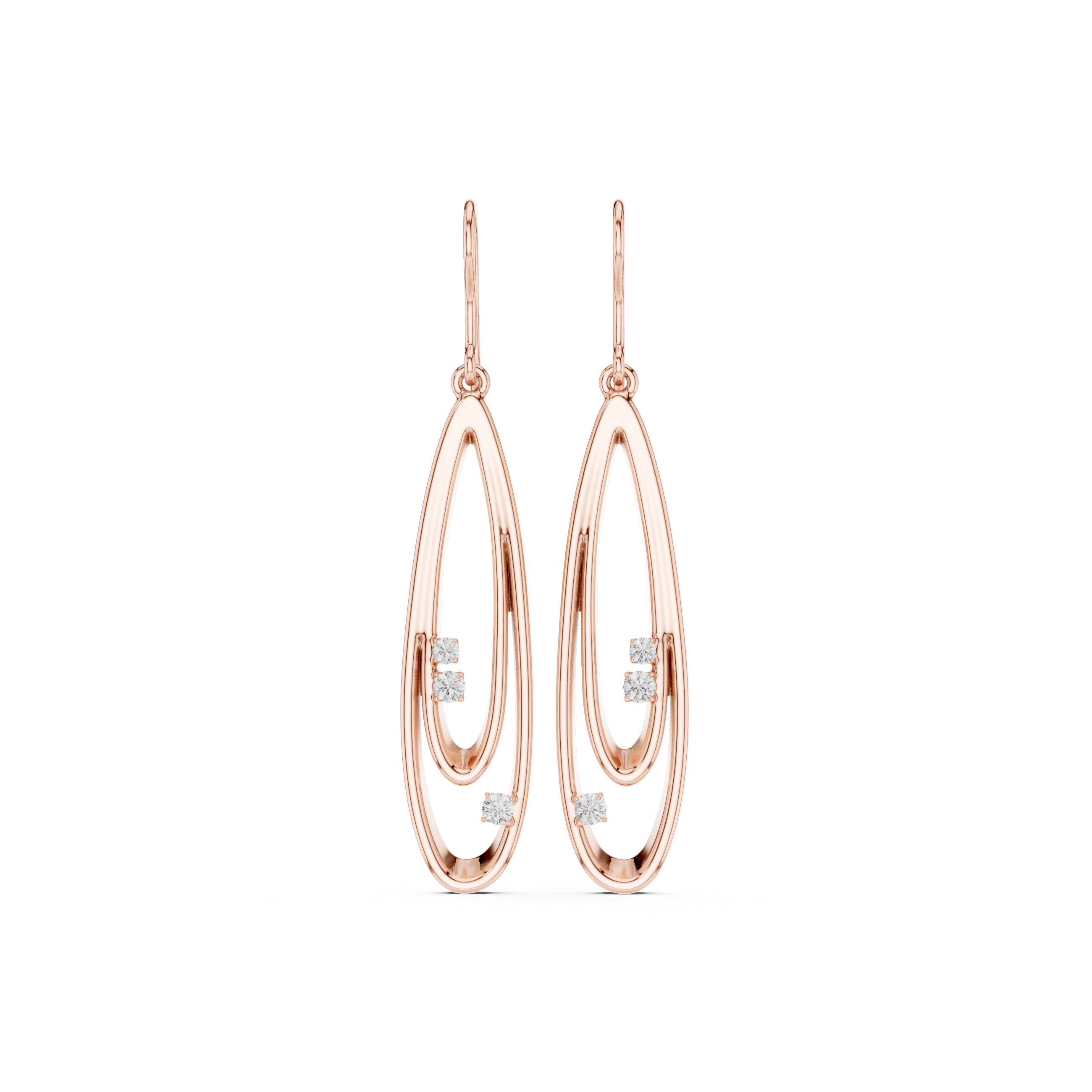 925 Sterling Silver Hollow Teardrop Fish Hook Drop Earrings