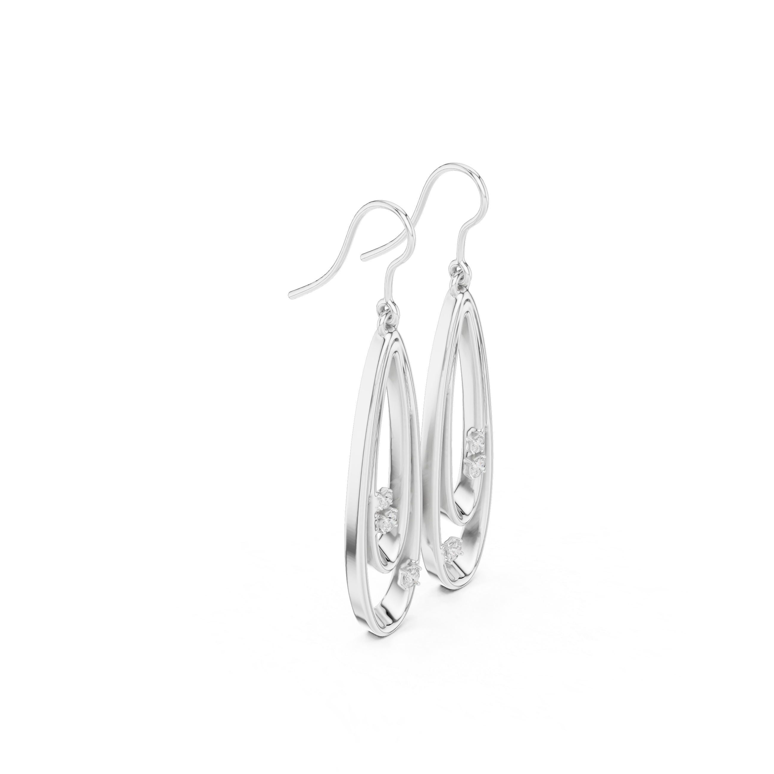 925 Sterling Silver Hollow Teardrop Fish Hook Drop Earrings