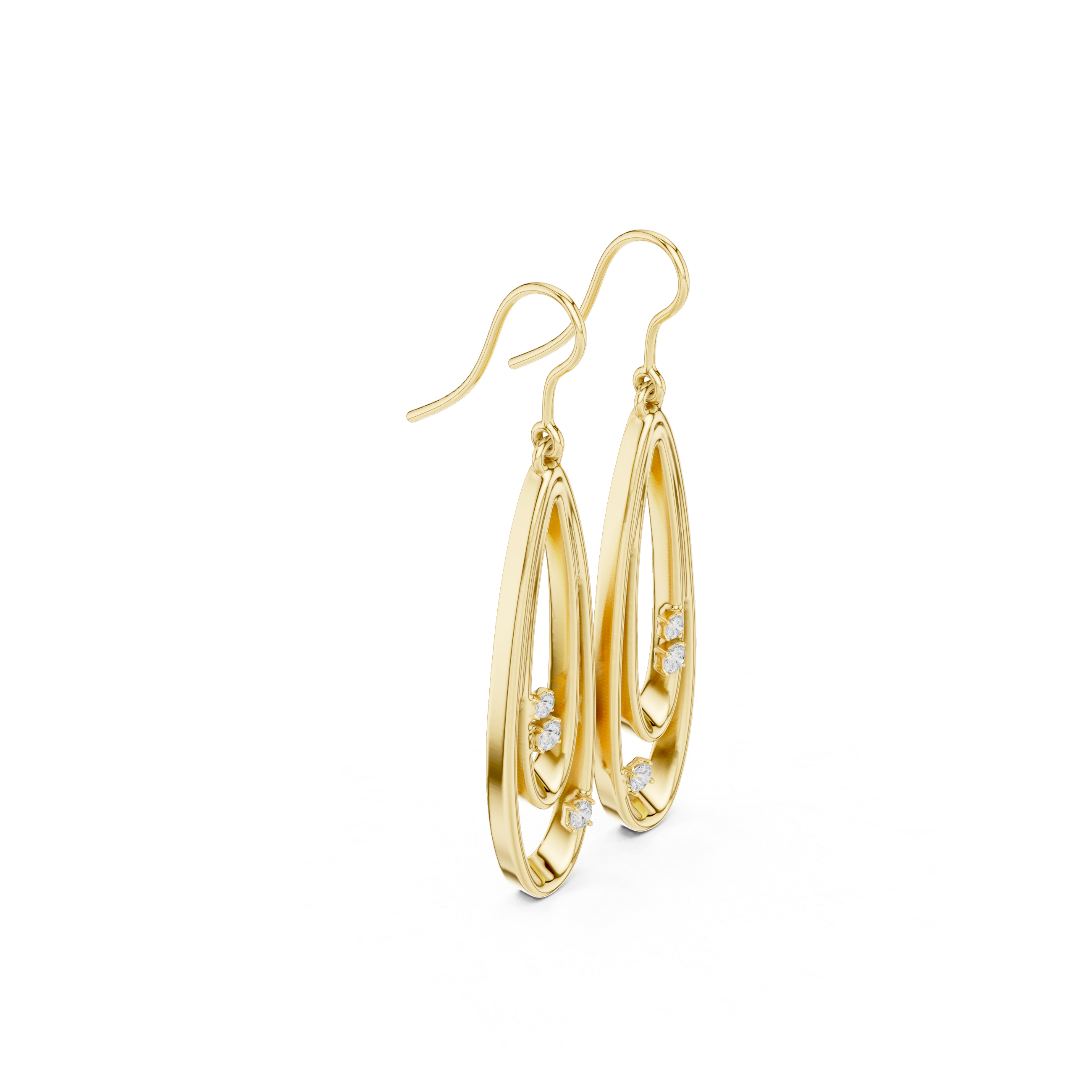 925 Sterling Silver Hollow Teardrop Fish Hook Drop Earrings