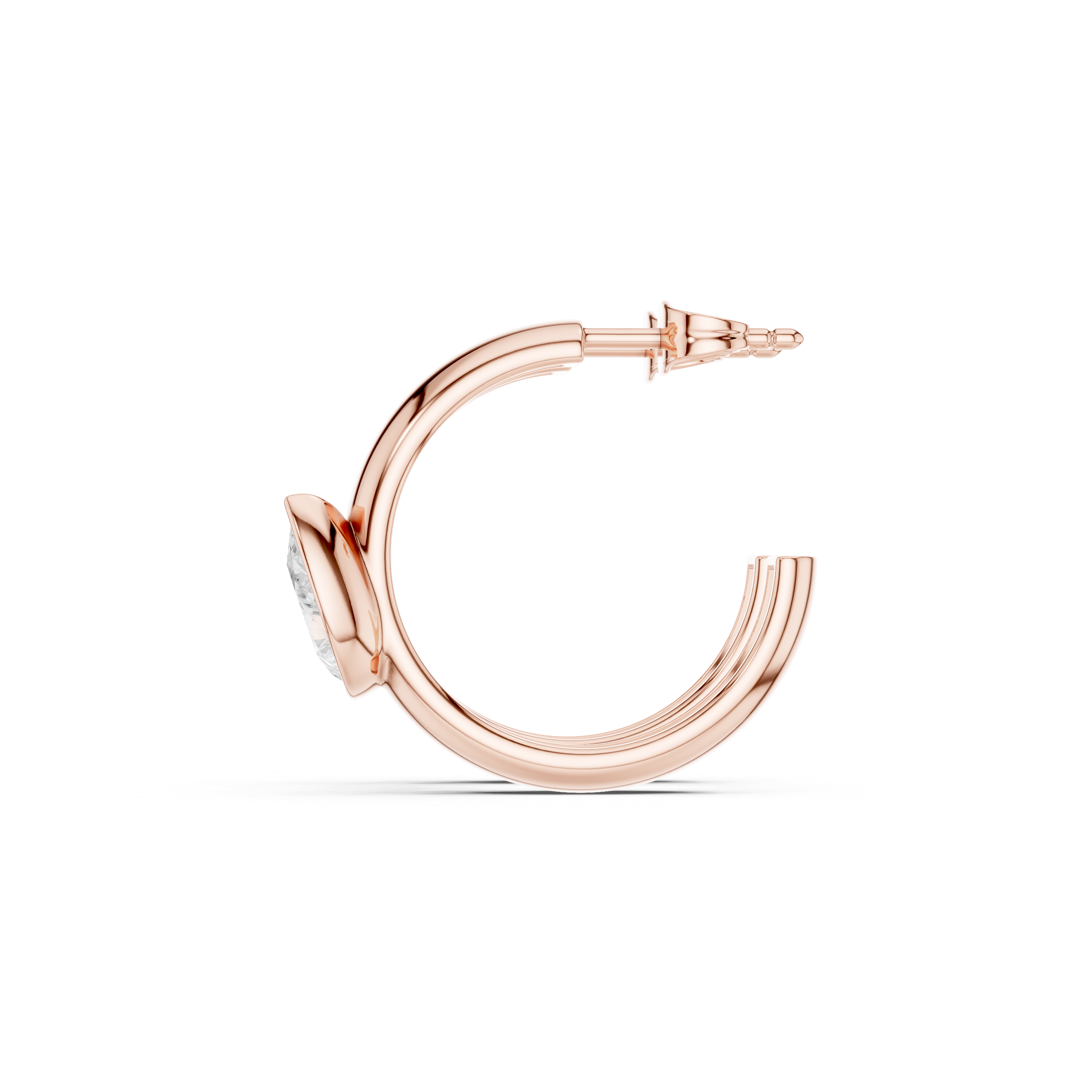 925 Sterling Silver Bezel Set Oval Cut Diamond Half Hoop Stud Earrings