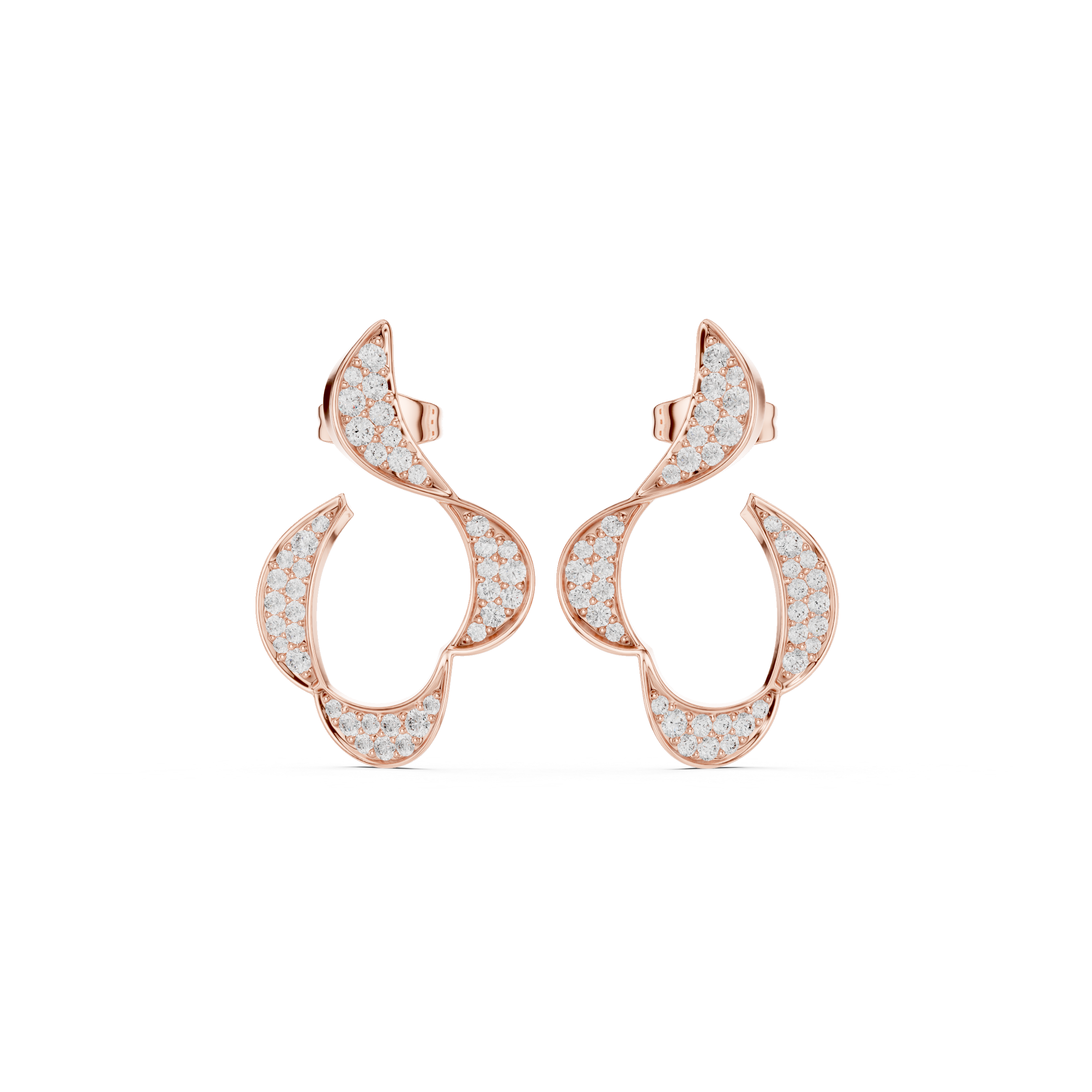 925 Sterling Silver Twisted Infinity Wave Diamond Stud Earrings