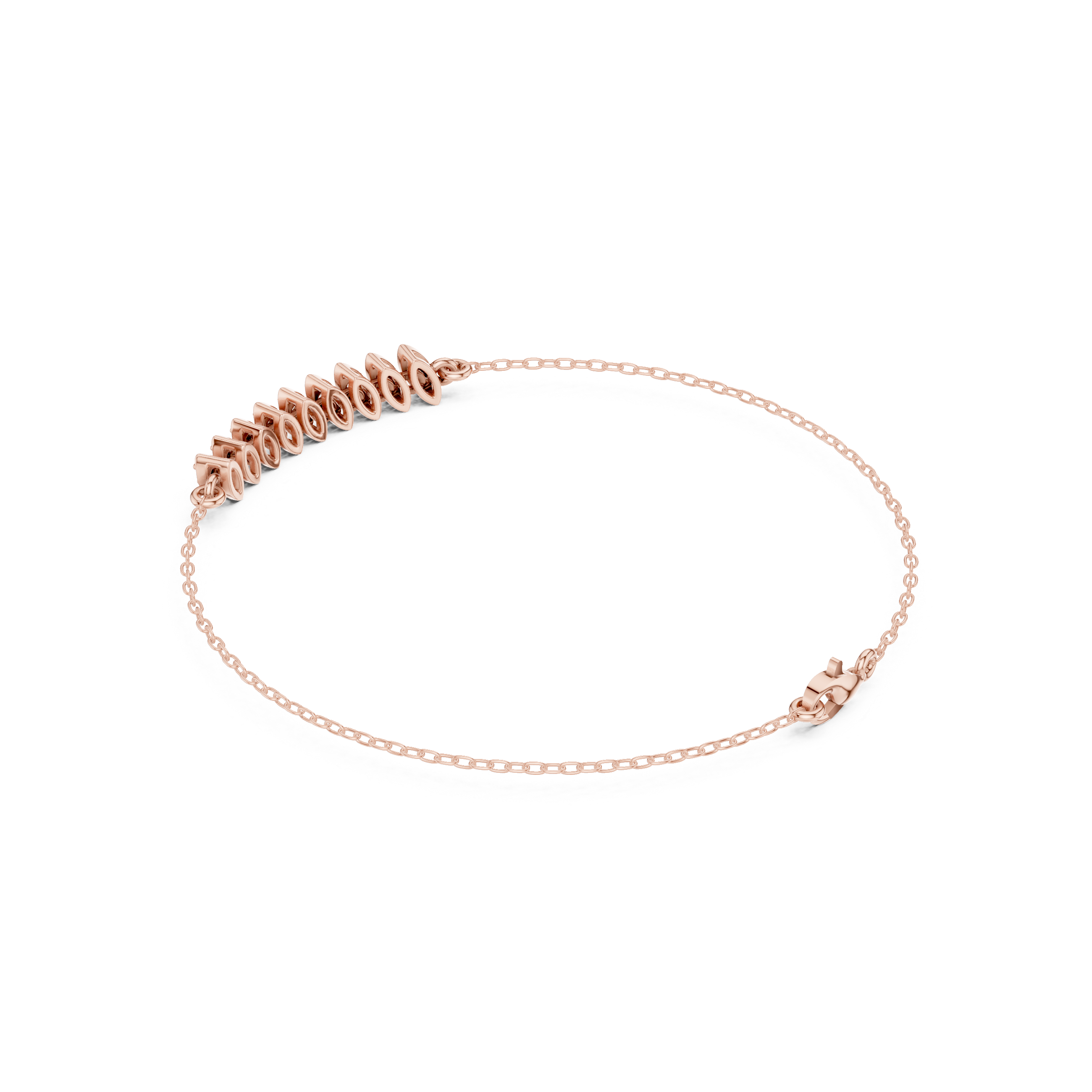 Rose Gold Marquise Cluster Station Diamond Bracelet