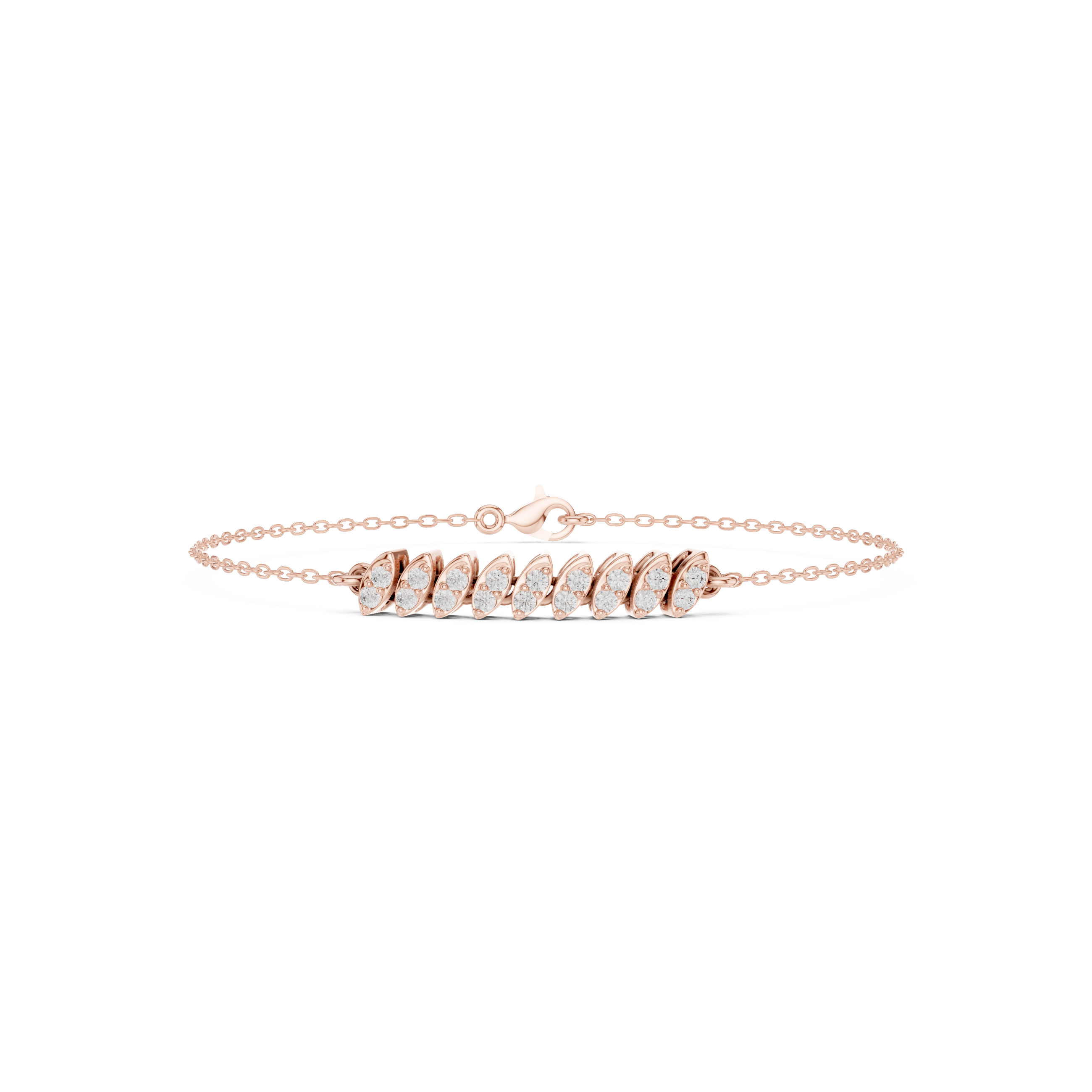 Rose Gold Marquise Cluster Station Diamond Bracelet