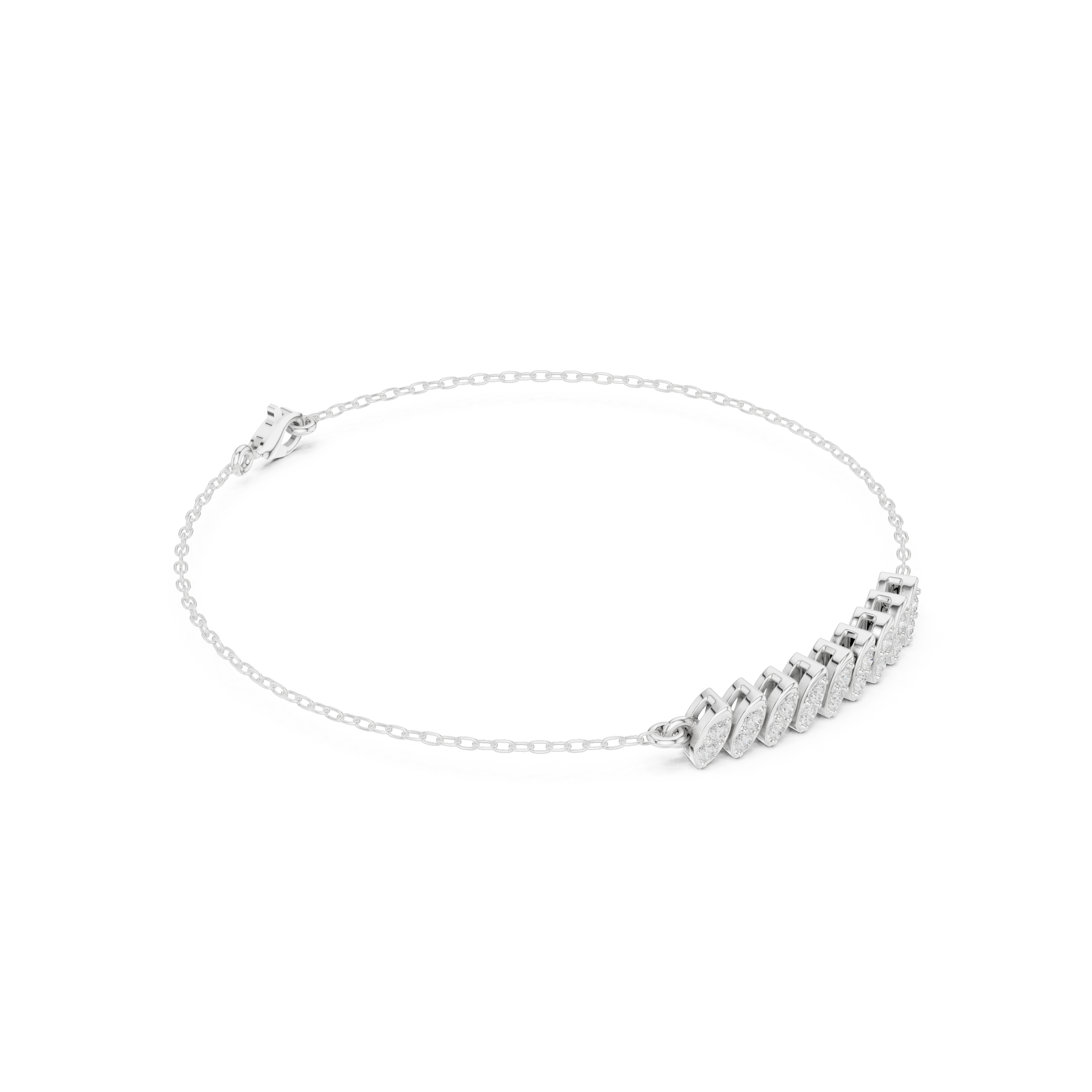 Rose Gold Marquise Cluster Station Diamond Bracelet