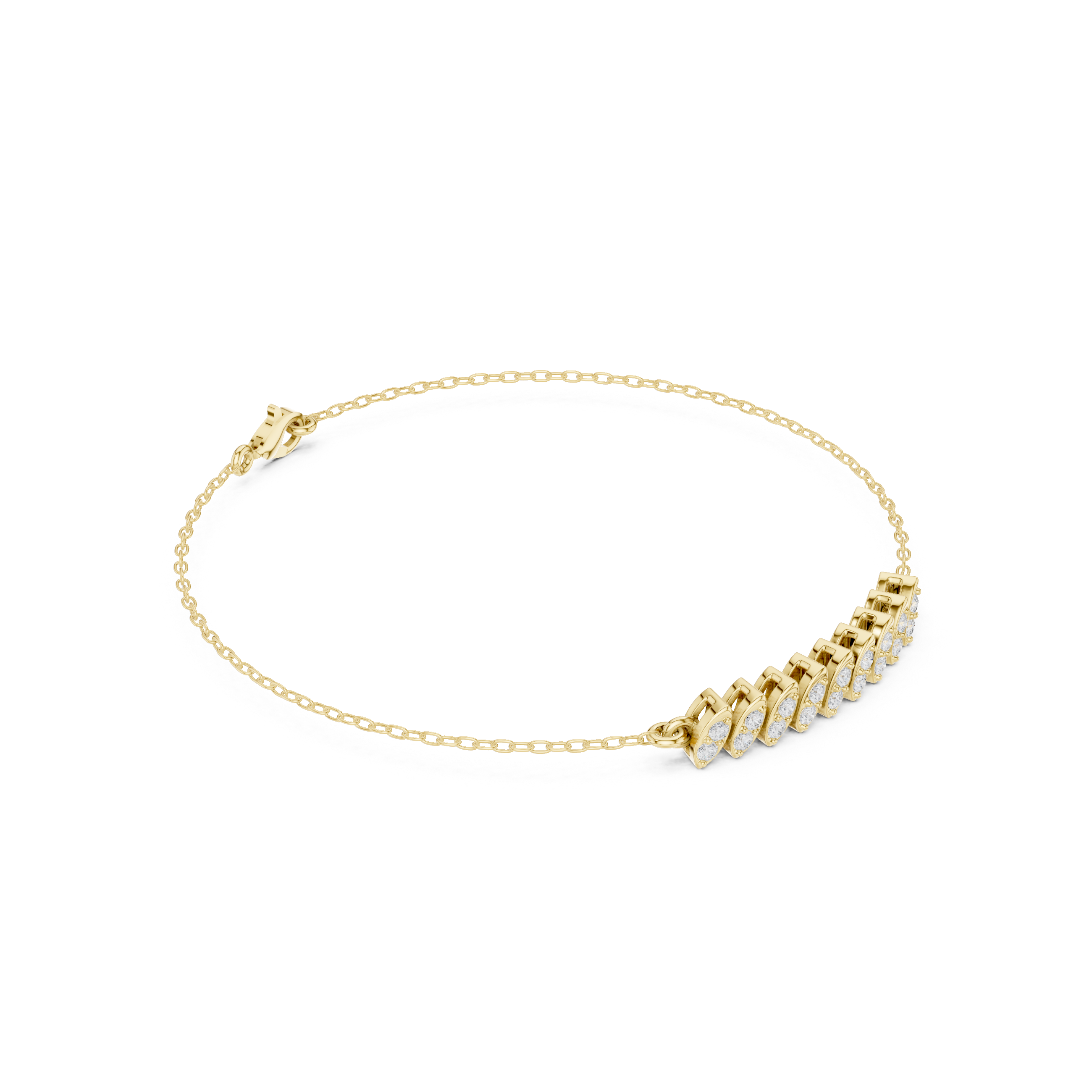 Rose Gold Marquise Cluster Station Diamond Bracelet