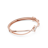 Rose Gold Asymmetric Curved Diamond Solitaire Center Bangle Bracelet