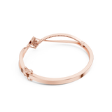 Rose Gold Asymmetric Curved Diamond Solitaire Center Bangle Bracelet