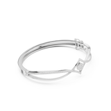 Rose Gold Asymmetric Curved Diamond Solitaire Center Bangle Bracelet