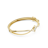Rose Gold Asymmetric Curved Diamond Solitaire Center Bangle Bracelet