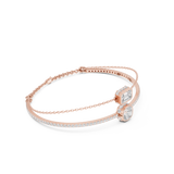 Rose Gold Dual Layer Emerald Cut Solitaire Bangle Bracelet