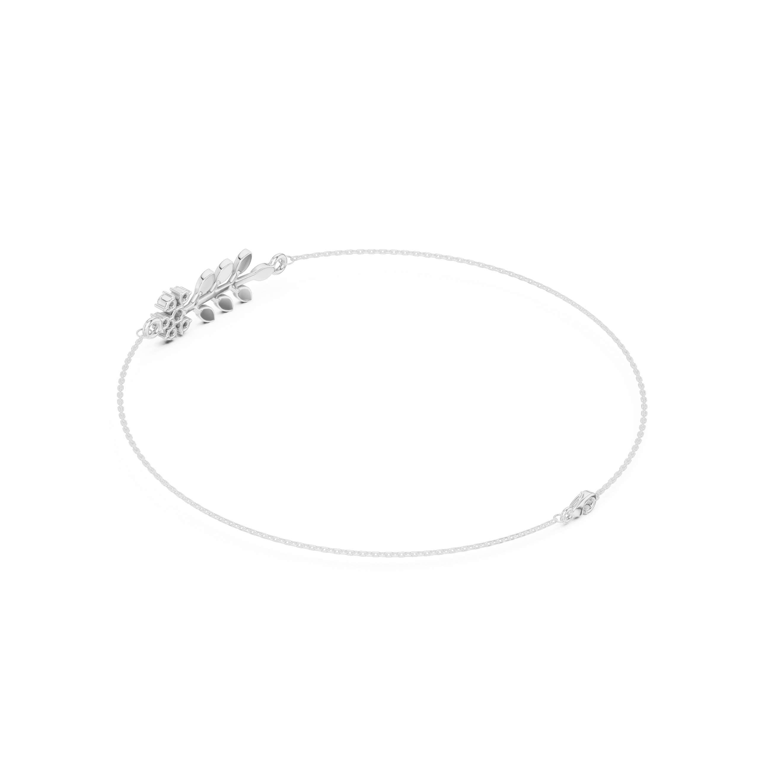 Rose Gold Floral Leaf Vine Diamond Bracelet
