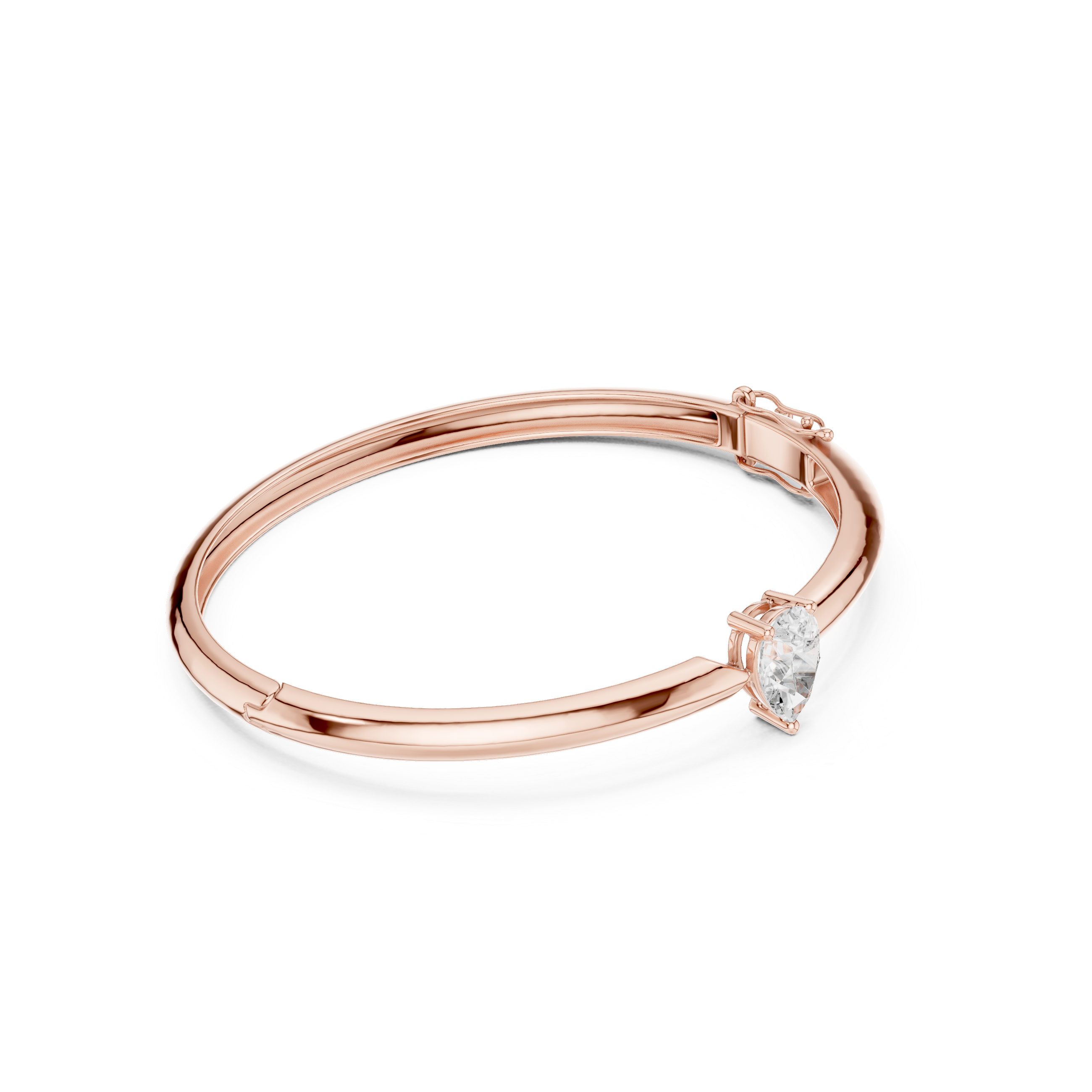 Rose Gold Marquise Cut Solitaire Bangle Bracelet