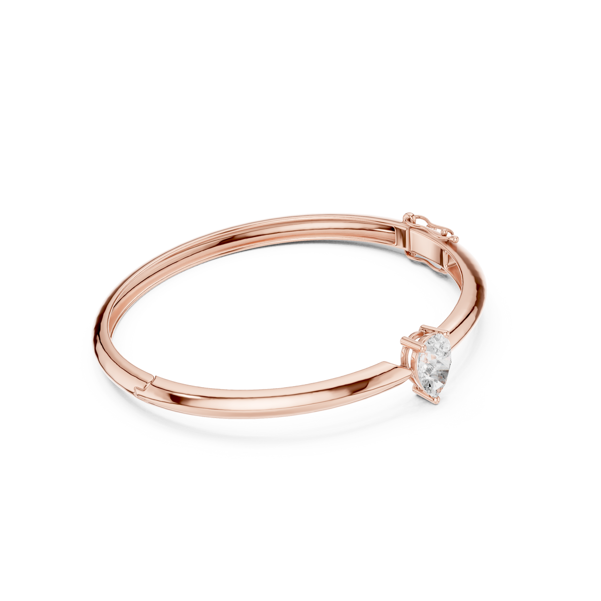 Rose Gold Marquise Cut Solitaire Bangle Bracelet