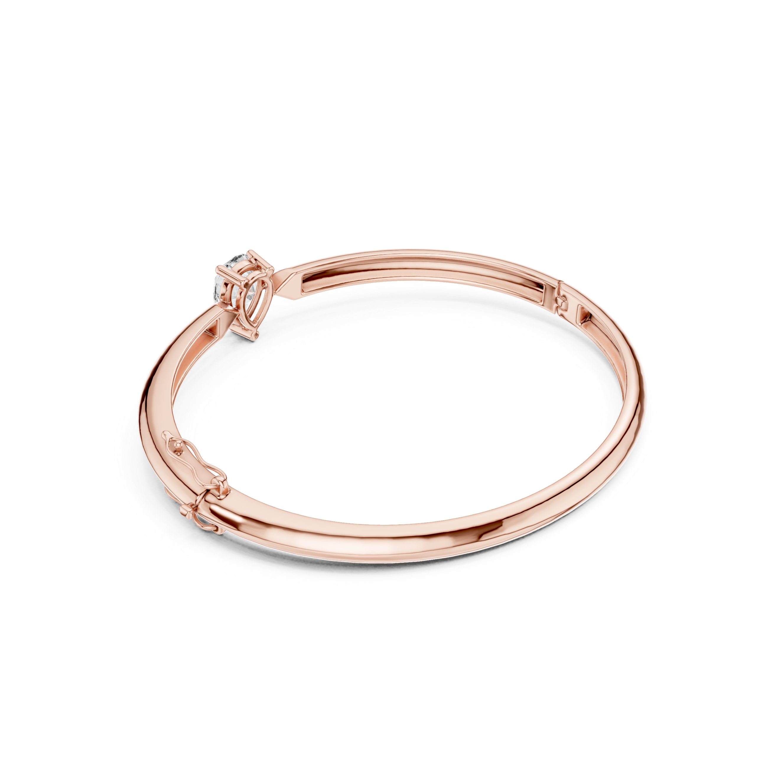 Rose Gold Marquise Cut Solitaire Bangle Bracelet