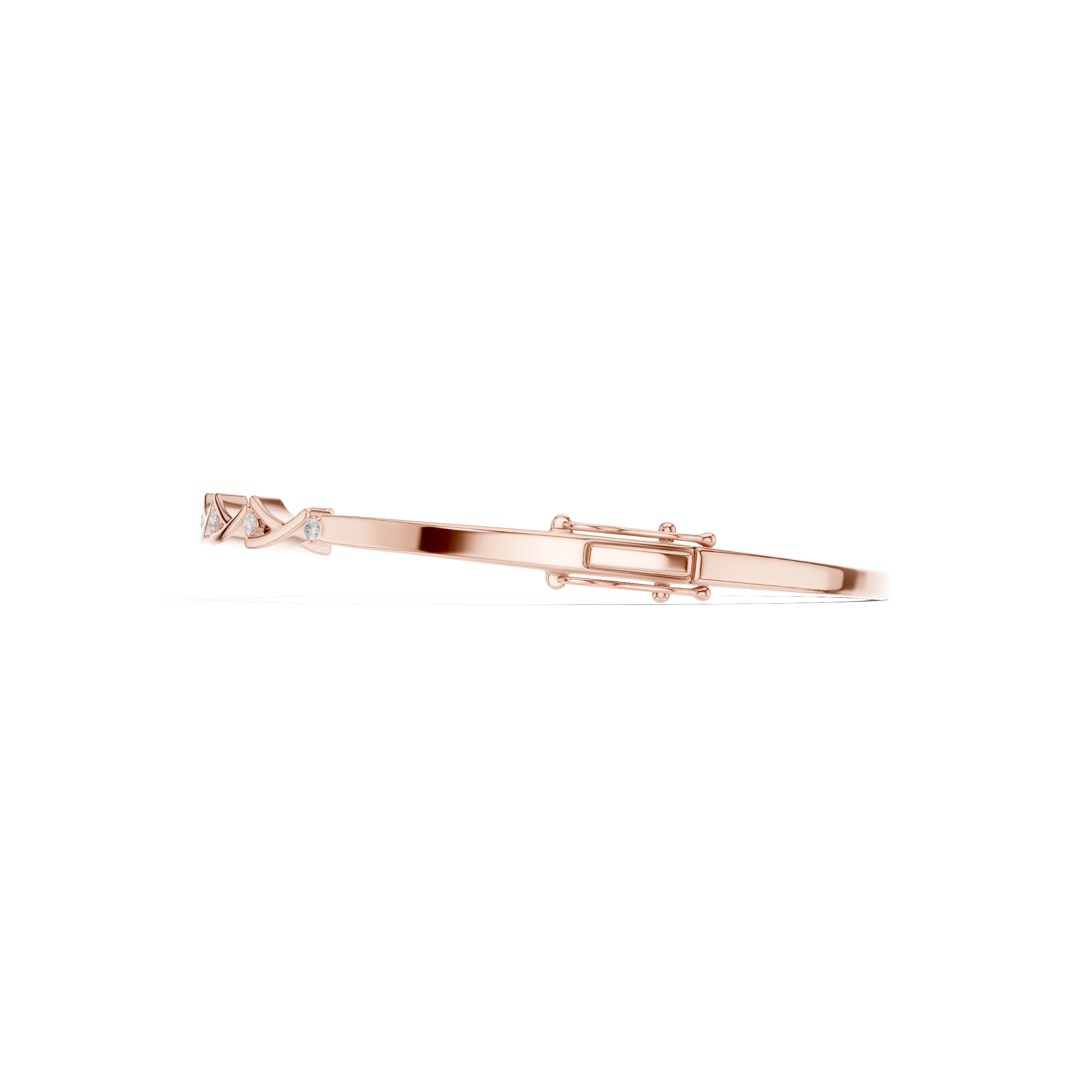 Rose Gold Geometric Chevron Diamond Accent Bangle Bracelet