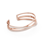 Rose Gold Multi-Row Crossover Diamond Cuff Bracelet