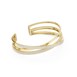 Rose Gold Multi-Row Crossover Diamond Cuff Bracelet